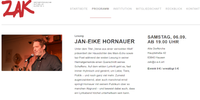 ZAK Hornauer Lesungsankündigung Hausen
